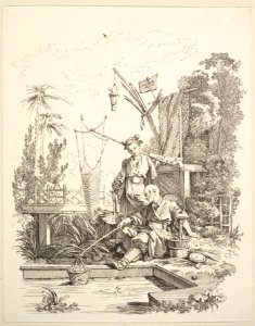 A Chinese Man and Woman Fishing by a Fishpond MET DP825964