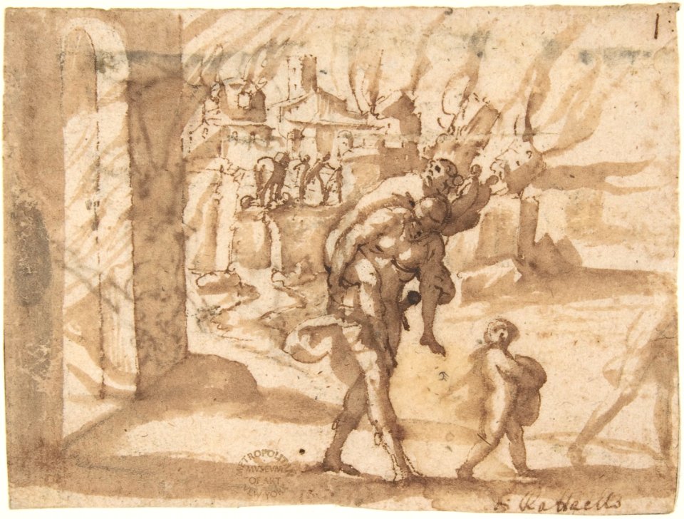 Aeneas Carrying Anchises in the Burning of Troy MET DP807570