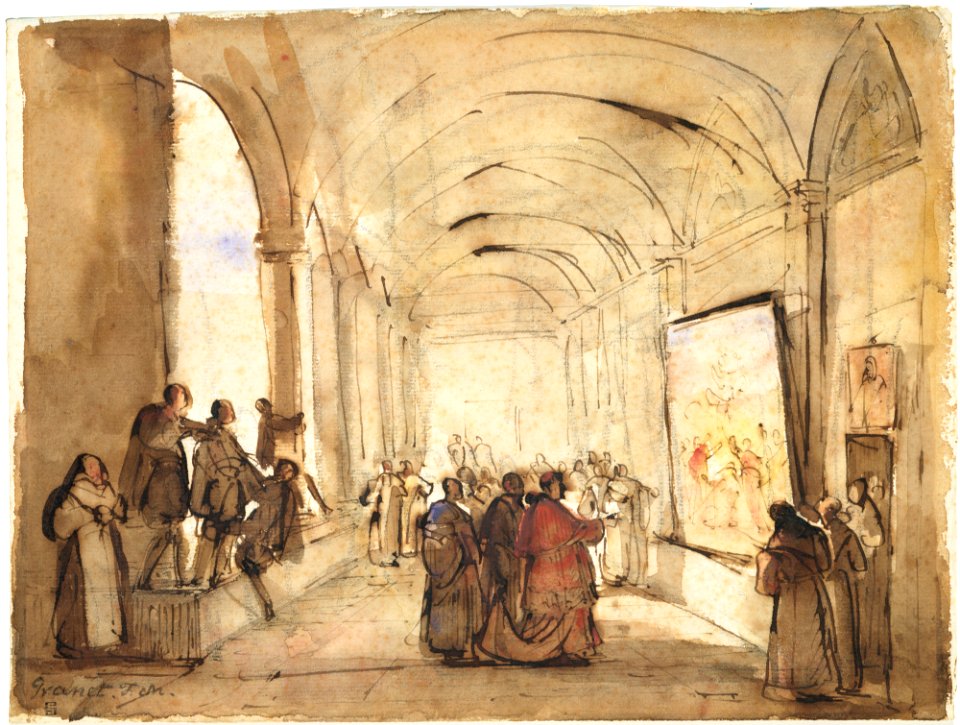 A Cardinal Examining a Painting in a Cloister MET DT6346