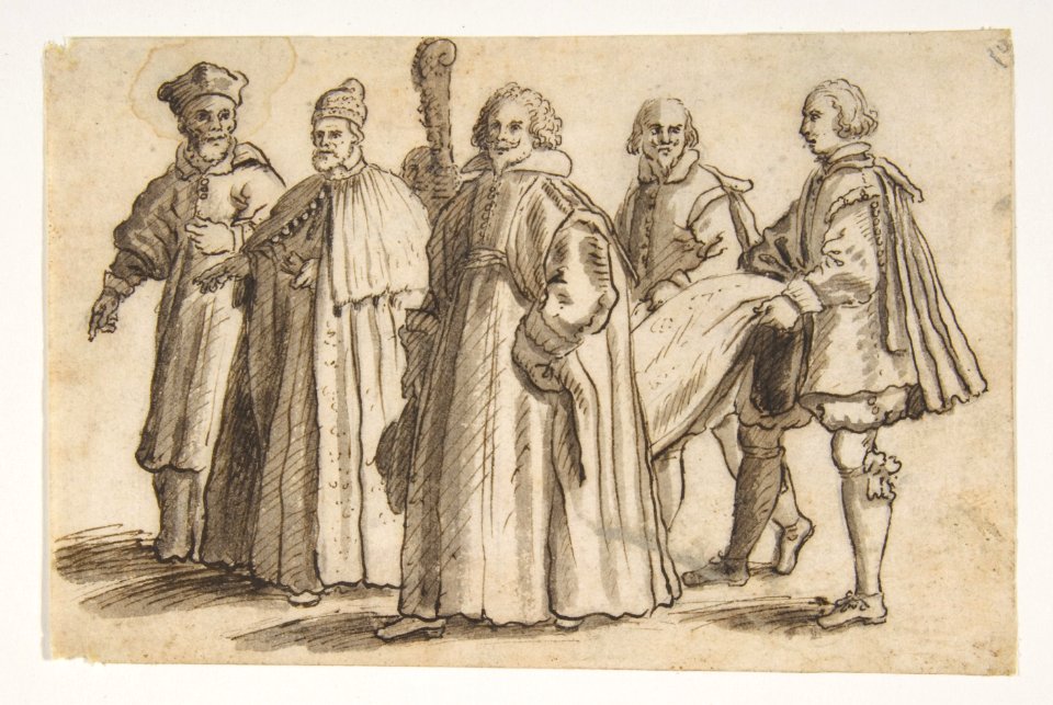 A Doge of Venice with a Cardinal, a Councillor and Servants Bearing the Train MET DP811368