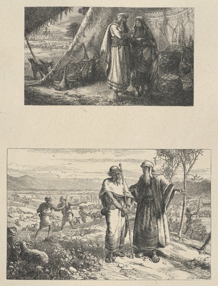Abram Instructing Sarah–Abram Parting from Lot (Dalziels' Bible Gallery) MET DP835844