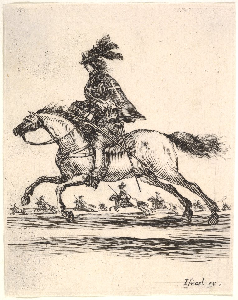 A muskateer galloping towards the left, other horsemen galloping towards the left in background, from 'Various cavalry exercises' (Diverses exercices de cavalerie) MET DP833137