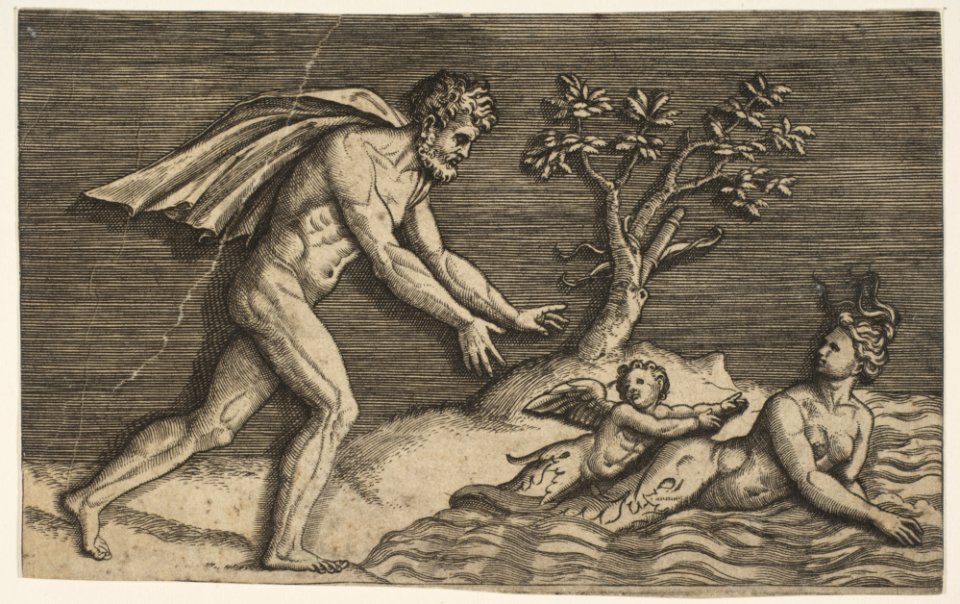 A naked man pursing a naiad and a cupid into the water MET DP818616