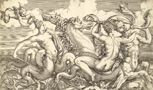 A Nereid Riding a Sea Centaur Accompanied by Other Sea Creatures Met DP-17656-002