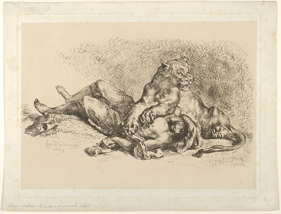 A Lioness Mauling the Chest of an Arab MET DP851164