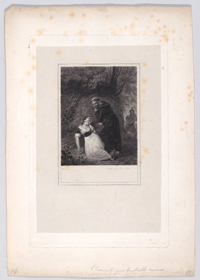 A monk reaching out to touch a woman's breast Met DP887976