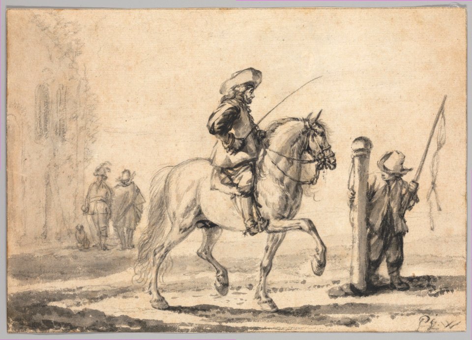 A Mounted Grey Horse Being Schooled in Piaffe MET DP834222