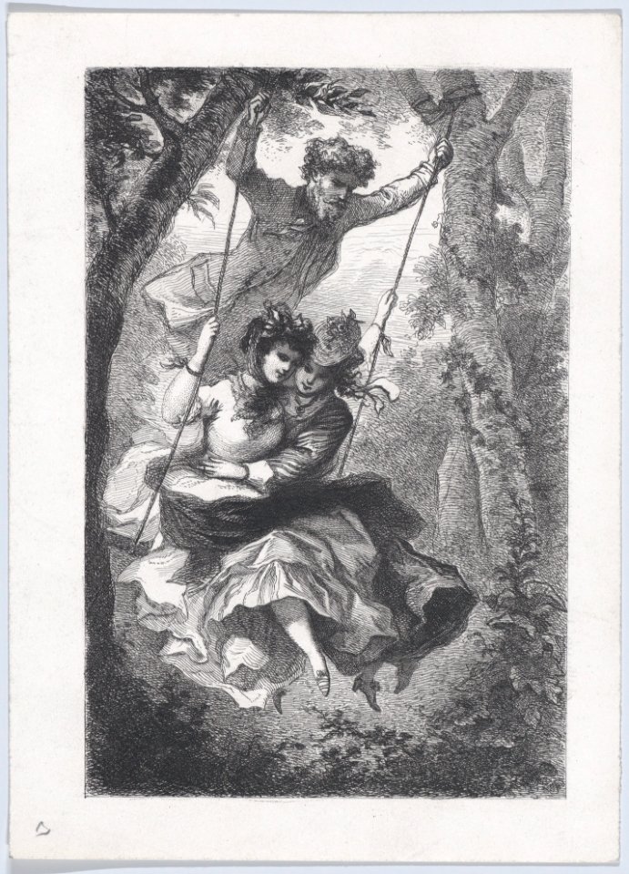 A Man Pushing Two Women on a Swing MET DP874648