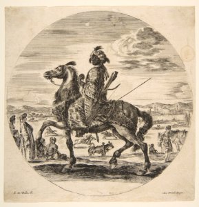 A Moorish horseman facing the left, standing and seated Turks in the middle ground, and other horsemen in the background, from 'Figures on Horseback' (Cavaliers nègres, polonais et hongrois) MET DP817534