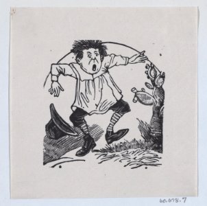 A man jumping up after pricking his finger on a cactus MET DP869231-1
