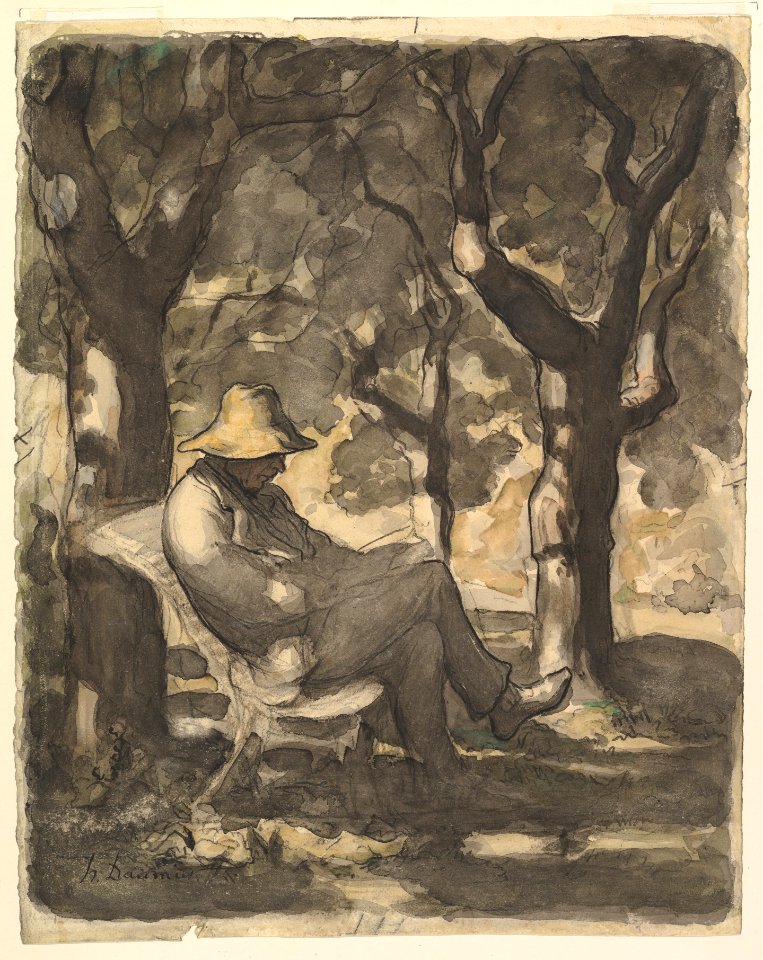 A Man Reading in a Garden (recto); Preliminary sketch for a Man Reading in a Garden (verso) MET DP824210