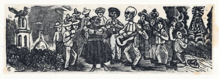 A man playing a guitar serenading a woman MET DP867986