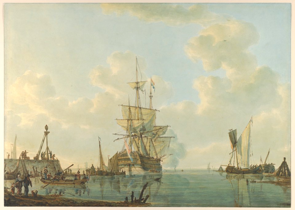 A Man O'War Lying at Anchor MET DP852149