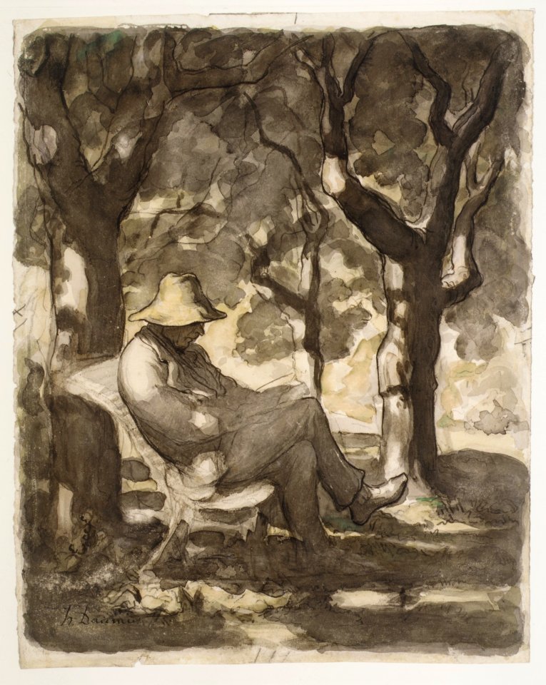 A Man Reading in a Garden (recto); Preliminary sketch for a Man Reading in a Garden (verso) MET DR100