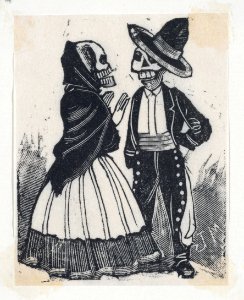 A male and female skeleton talking (vignette for the feast of the dead) MET DP867979