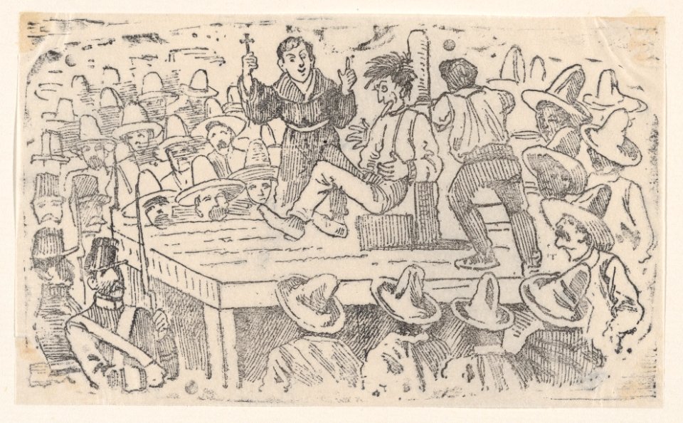 A man executed by garroting in the town square at Mixalco MET DP869388