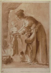 A Domestic Scene- Woman Warming Clothes and Children in Front of a Fire MET 1972.133.2A
