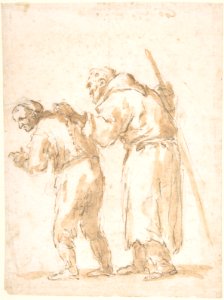 A Man Leading a Blind Friar (recto); Incidental Sketches (not by the artist; verso). MET DP800292