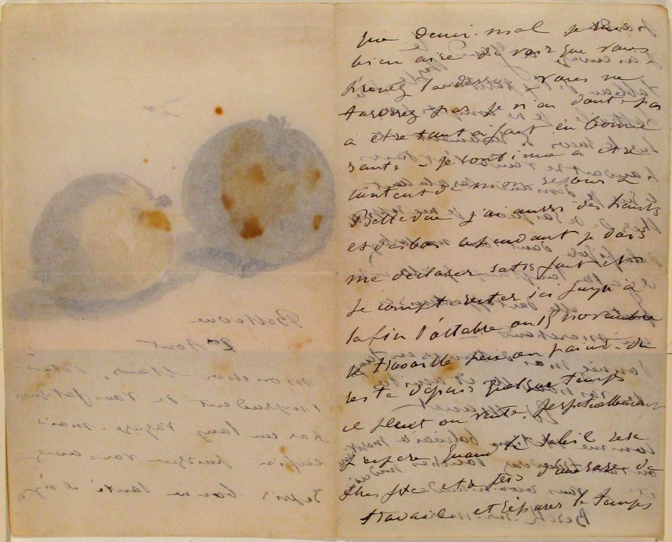 A Letter to Eugène Maus, Decorated with Two Plums MET 2003.1 verso