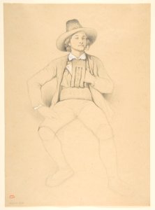 A Man in Tyrolean Costume, Seated, Smoking a Pipe MET DP812256