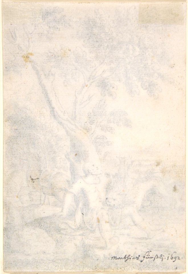 A Man under a Tree Bitten by a Lion while his Horse Escapes MET DP803241