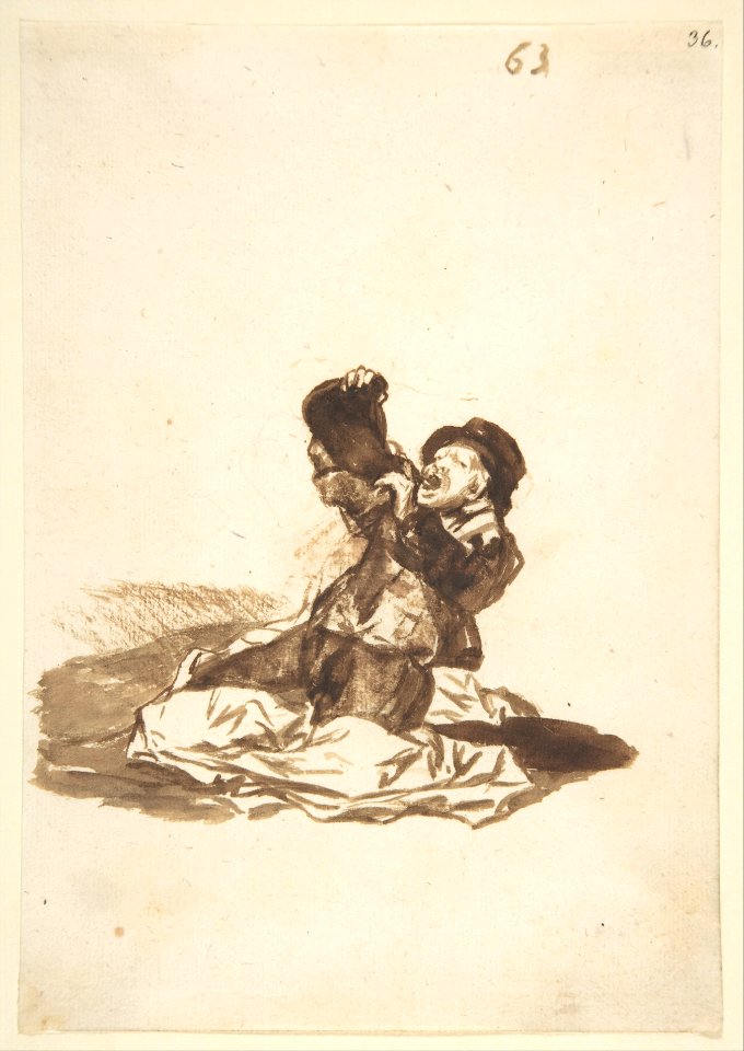 A Man Drinking from a Wine Skin; Images of Spain Album, 63 MET DP800218