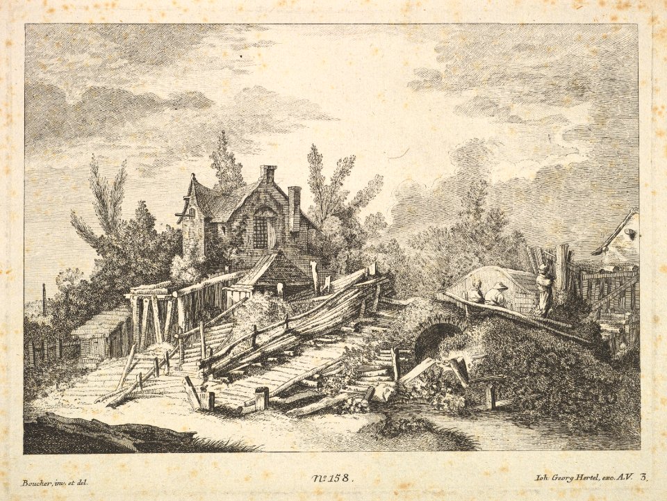A Landscape with a Home and Three Men on a Bridge MET DP825958