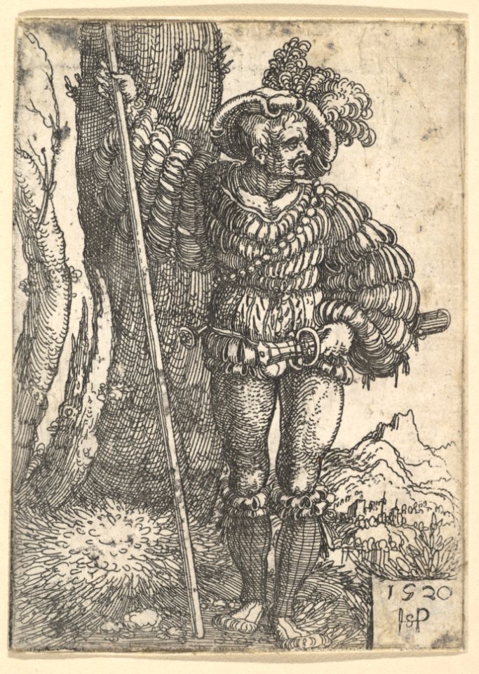 A Lansquenet Standing by a Tree MET DP822128
