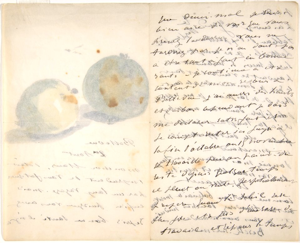 A Letter to Eugène Maus, Decorated with Two Plums MET DP807589