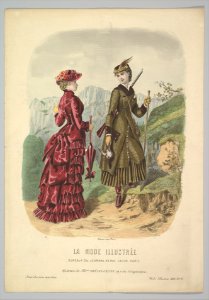 A Lady in a Hunting Costume with a Lady in Walking Costume on a Mountain Path from La Mode Illustrée MET DP819180