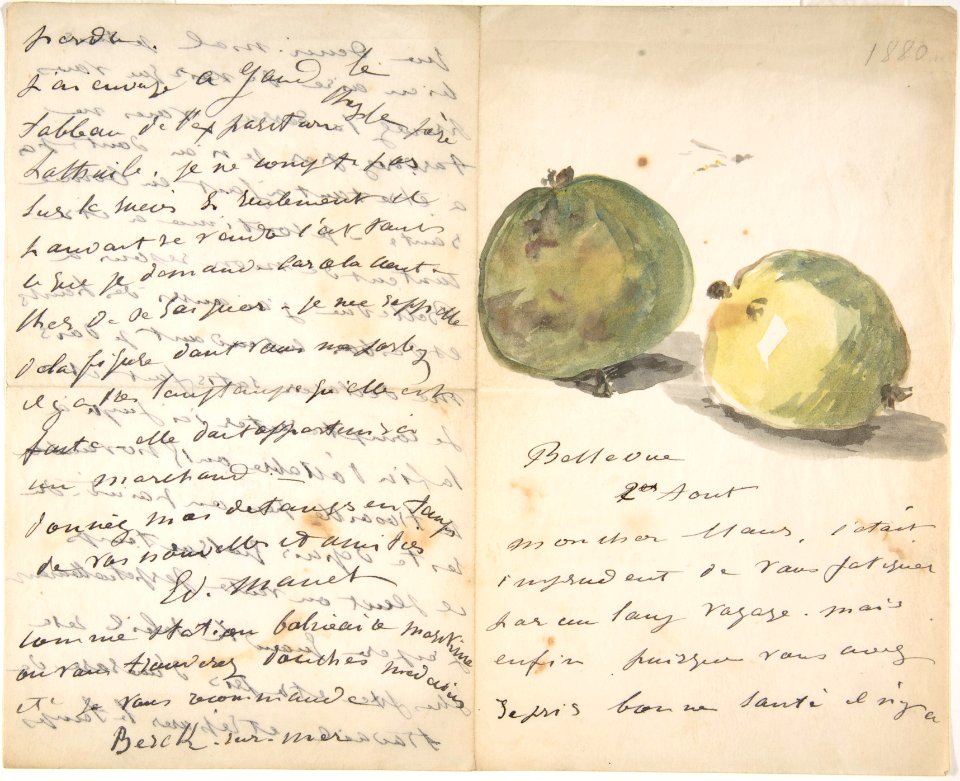 A Letter to Eugène Maus, Decorated with Two Plums MET DP807588
