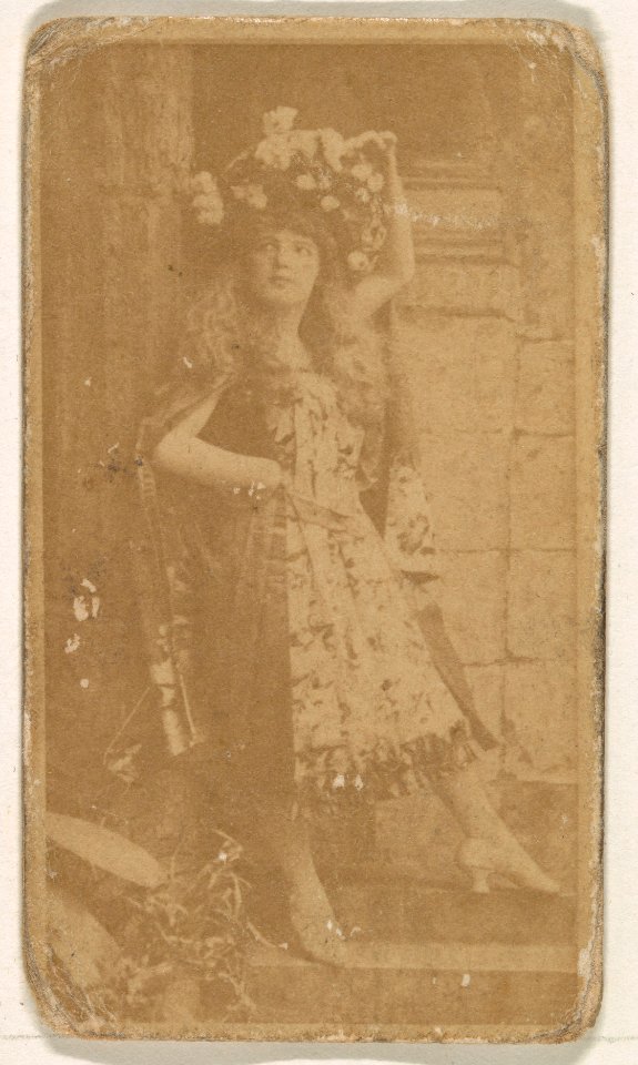 Actress wearing large floral piece in hair, from the Actresses series (N245) issued by Kinney Brothers to promote Sweet Caporal Cigarettes MET DP859944