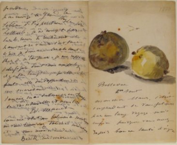A Letter to Eugène Maus, Decorated with Two Plums MET 2003.1 recto