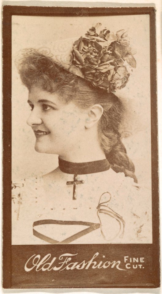Actress wearing necklace with cross, from the Actresses series (N664) promoting Old Fashion Fine Cut Tobacco MET DPB869542