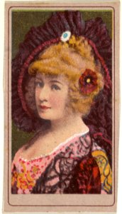 Actress wearing red flower in hair, from the Actresses series (T176) issued by Sweet Caporal Cigarettes MET DP842597