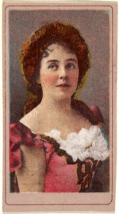 Actress wearing pink bodice with white ruffles, from the Actresses series (T176) issued by Sweet Caporal Cigarettes MET DP842596