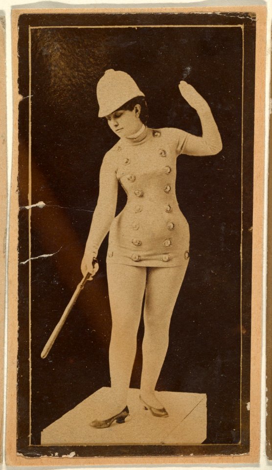 Actress wearing policeman costume with baton and cap, from the Actresses series (N668) MET DPB869859