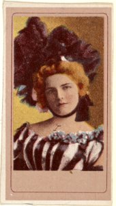 Actress wearing black and white striped bodice, from the Actresses series (T176) issued by Sweet Caporal Cigarettes MET DP842605