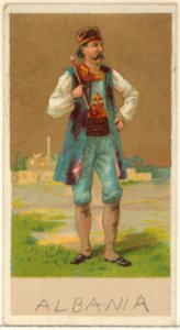 Albania, from the Natives in Costume series (N16), Teofani Issue, for Allen & Ginter Cigarettes Brands MET DP834861. Free illustration for personal and commercial use.