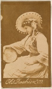 Actress posing with tambourine, from the Actresses series (N664) promoting Old Fashion Fine Cut Tobacco MET DPB869683