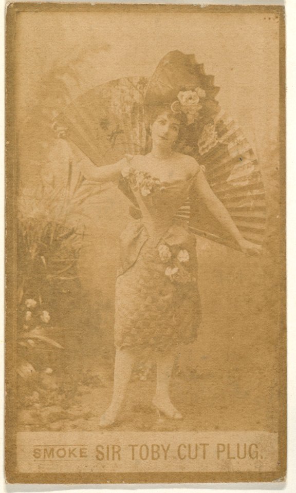 Actress with large fan, from the series Actresses (N673), promoting Sir Toby Cut Plug MET DPB870008