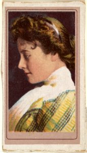 Actress wearing yellow plaid bodice, from the Actresses series (T176) issued by Sweet Caporal Cigarettes MET DP842599