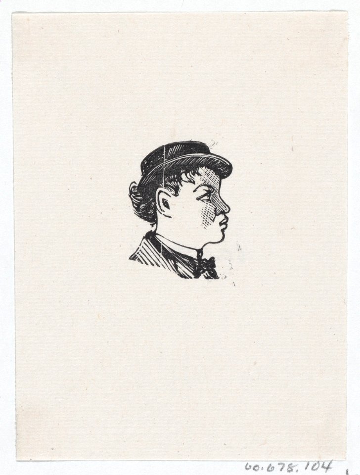 A profile of a boy with a hat looking to the right MET DP869513
