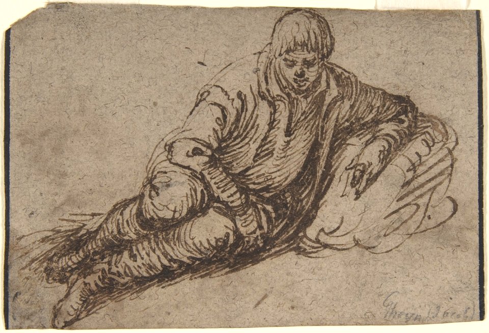 A Reclining Peasant (recto); Study of a Young Man (verso) MET DP801215