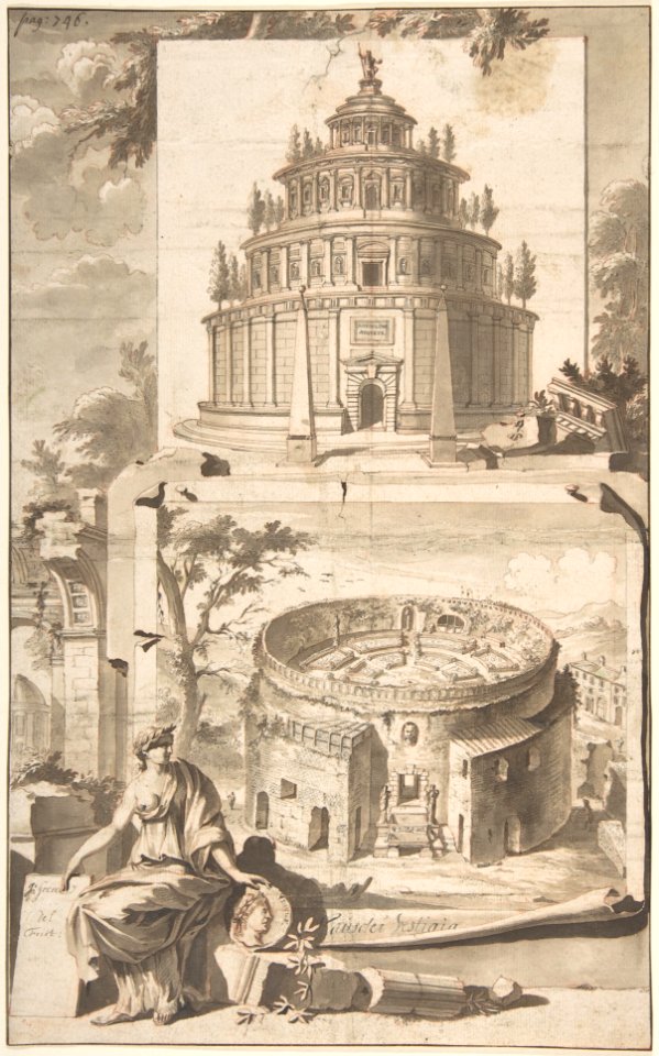 A Reconstruction of the Mausoleum of Augustus (above) and a View of the Ruins (below) MET DP800281