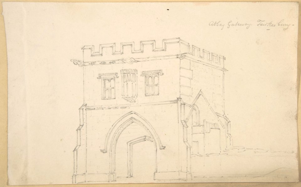 Abbey Gateway, Tewkesbury; Figure from Tomb at Great Malvern (verso) MET DP806371