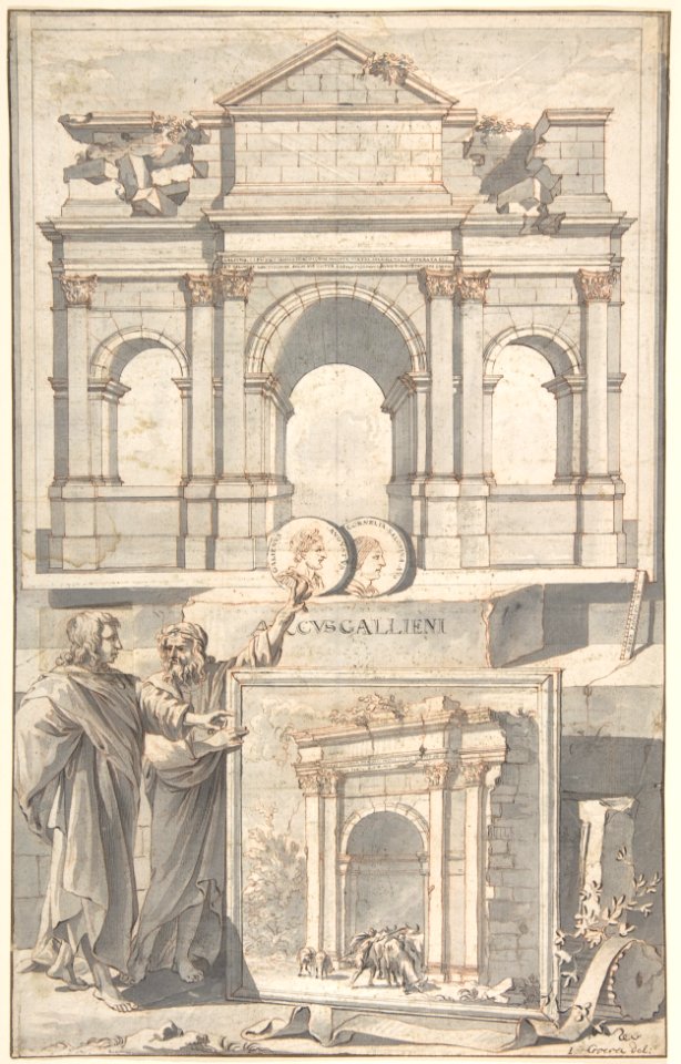 A Reconstruction of the Arch of Gallienus (above) and a View of the Ruins (below) MET DP800267