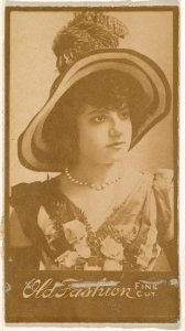Actress wearing wide-brimmed hat with feathers, from the Actresses series (N664) promoting Old Fashion Fine Cut Tobacco MET DPB869472