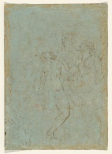 A Winged Putto Riding a Sea Horse and a Lion (after Raphael); verso; The Three Graces (after Raphael) MET DP857019