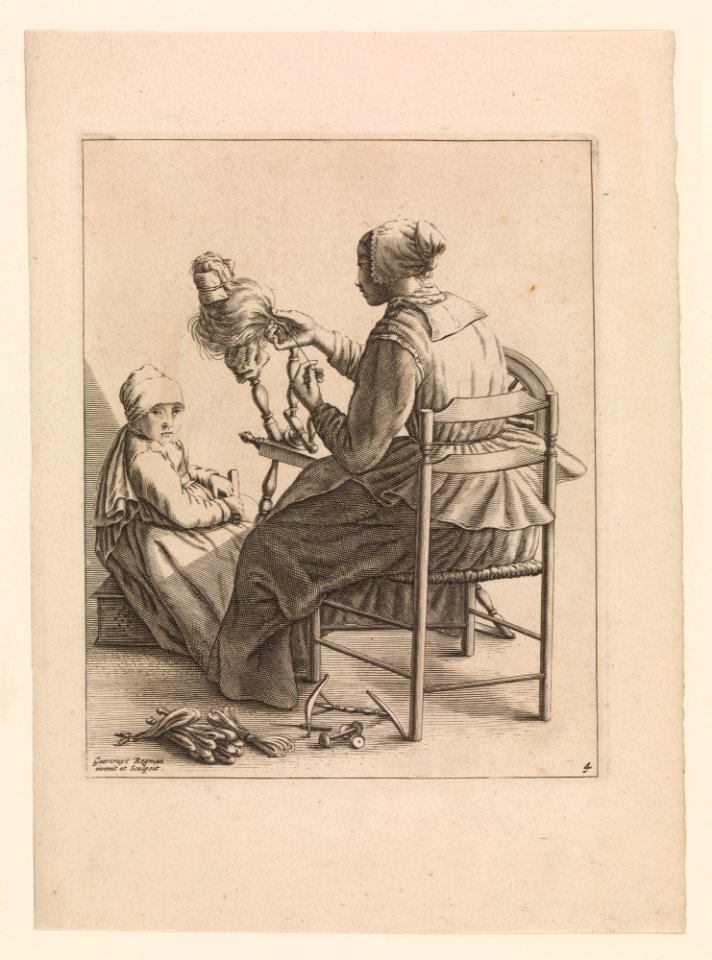 A Woman Spinning, Plate 4 from Five Feminine Occupations MET DP-12295-001